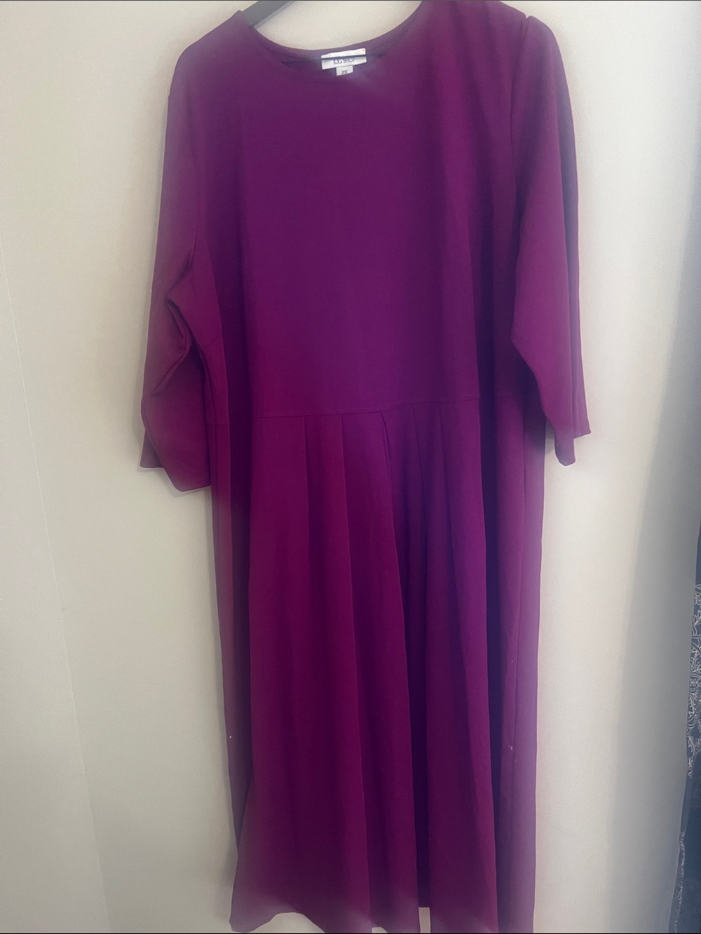 Magenta Midi Dress with 3/4 quarter sleeve